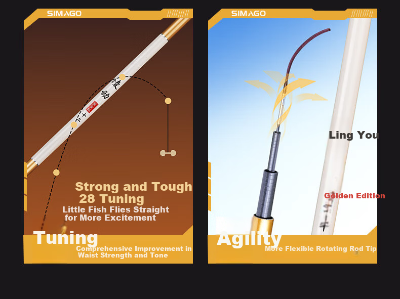 SIMAGO Ximando Beginner Fishing Rod Set 28-Tone Ultra-Light Ultra-Thin Hand Rod Tai Fishing Rod Wild Fishing Crucian Carp Rod 4.5m 4