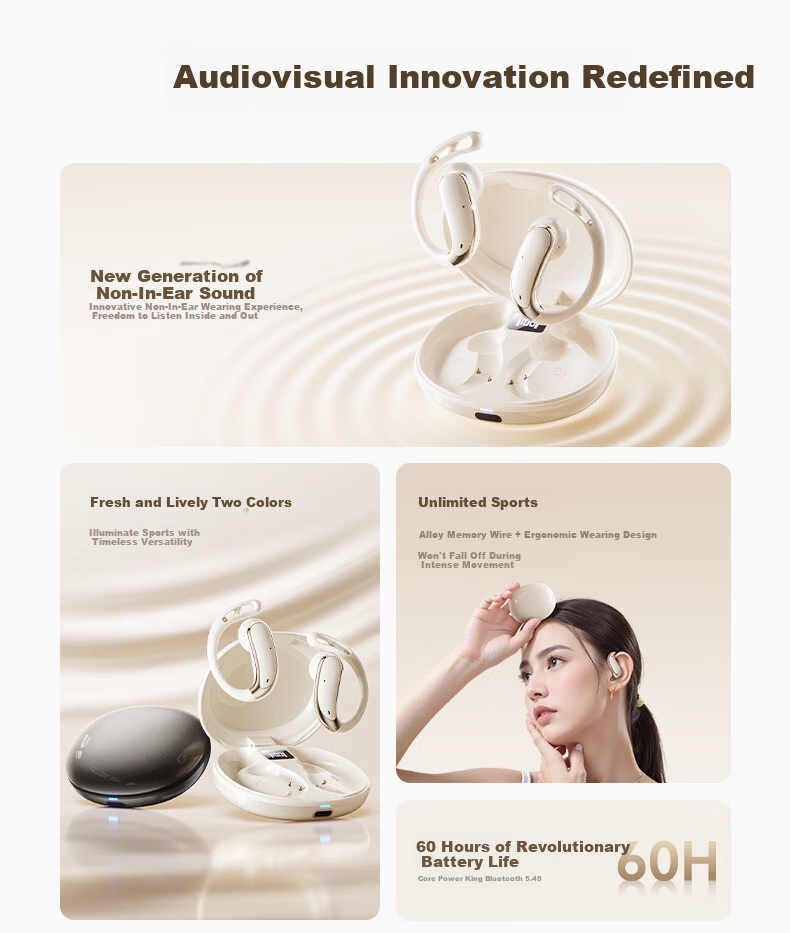 Niye Heavy-Duty New Arrival | Premium Bone Conduction Bluetooth Earphones, Open-Ear Wireless Sports Running Headset with Noise Cancellation and Long Battery Life, Christmas Edition 6