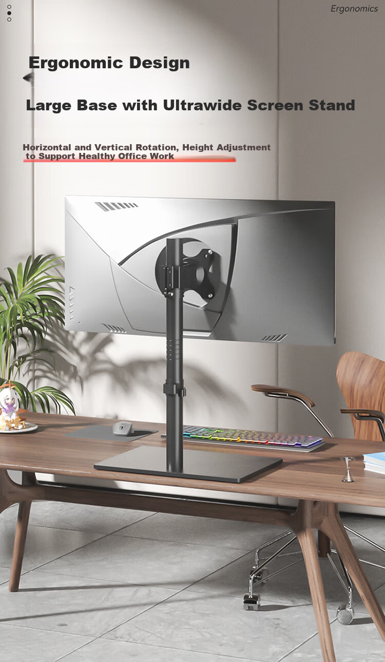 HILLPORT 17-43 Inch Monitor Stand 60cm Height Adjustable TV Riser Desktop Stand No Drilling Rotatable Enlarged Base DZ40 12
