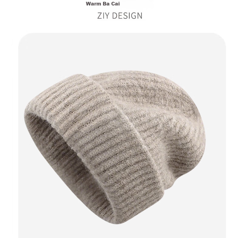 Woodpecker Women's Wool Knit Beanie Autumn Winter Warm Earflap Loose Thickened Wool Blend Hat 17