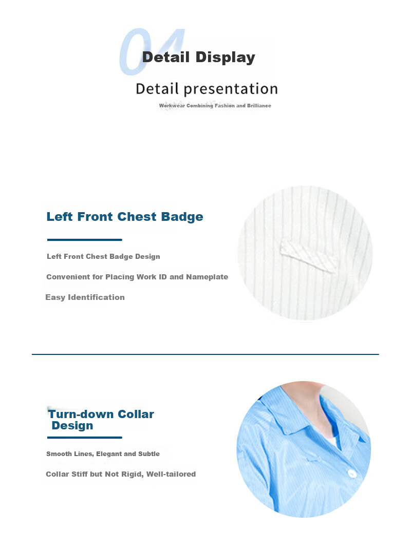 Jiuchengu Anti-Static Coat with Large Cap Dust-Free Long Workwear Unisex Dustproof Workshop Electronics Factory Protective Clothing Blue 3XL 5