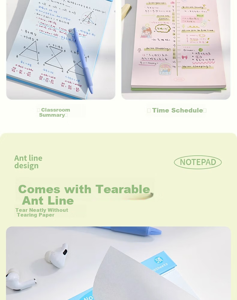 Sannianerban Microfiber Color-Block Tear-Off Notebook, 100 Sheets, High-Quality Sticky Notes, Non-Adhesive Memo Pad, Student Learning Notebook, Record Book, Xizi Blue 9