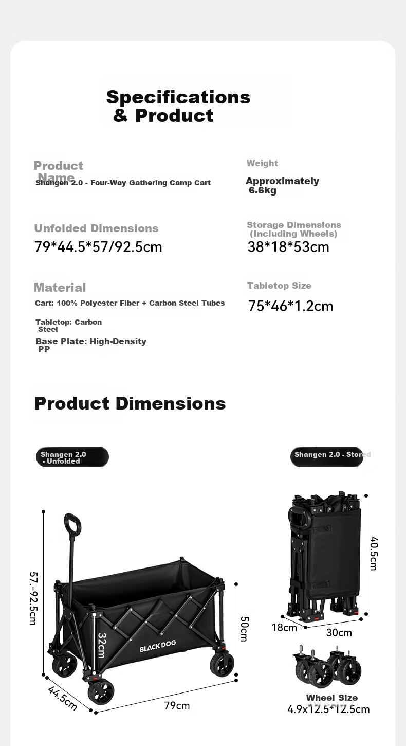 Black Dog Rear Door Camping Trailer Pet Stroller 240kg Load Capacity 20