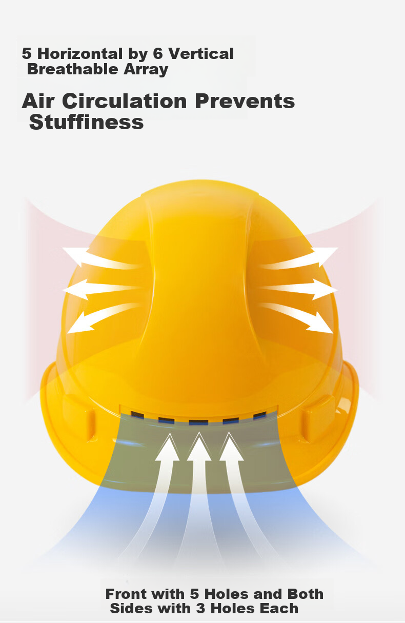 Haosikepu Safety Helmet, Yellow Three-Strap Breathable, 1 Piece, National Standard ABS Construction Site Anti-Smashing Thickened Safety Helmet 6