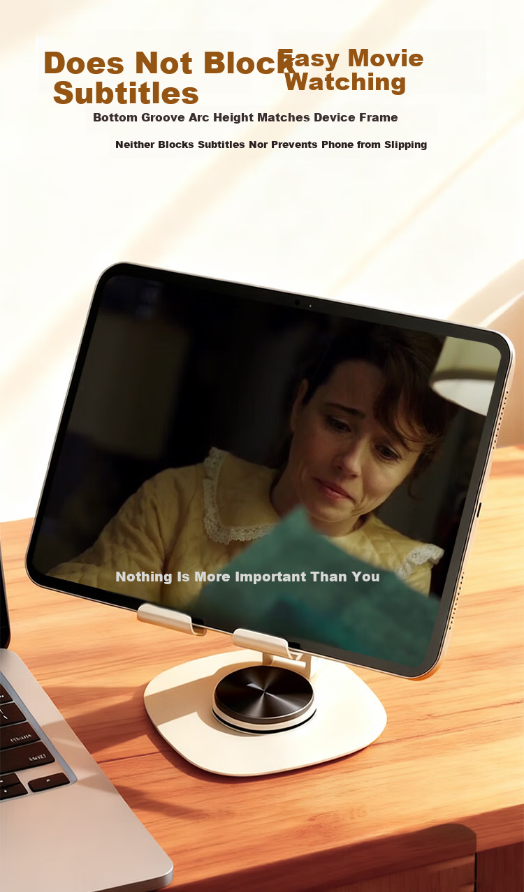 BZBC Mobile Phone Stand Desktop iPad Tablet Stand Bedside Live Streaming Watching Selfie Multifunctional Compact Foldable Portable 360° Rotatable Universal Phone Tablet Holder Off-White 7