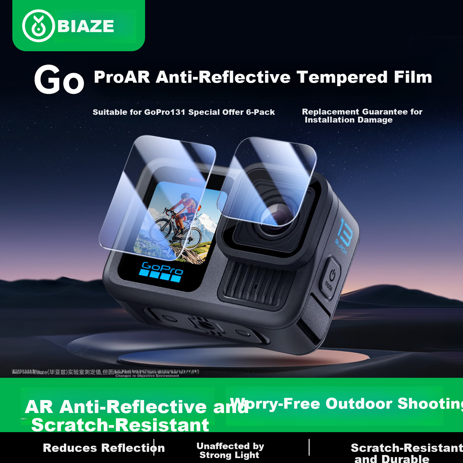 BIAZE [6-Pack] Tempered Glass Screen Protector for GoPro 13 Sports Camera Lens Screen Display Scratch-Resistant Durable High-Transparency Accessories XJM32