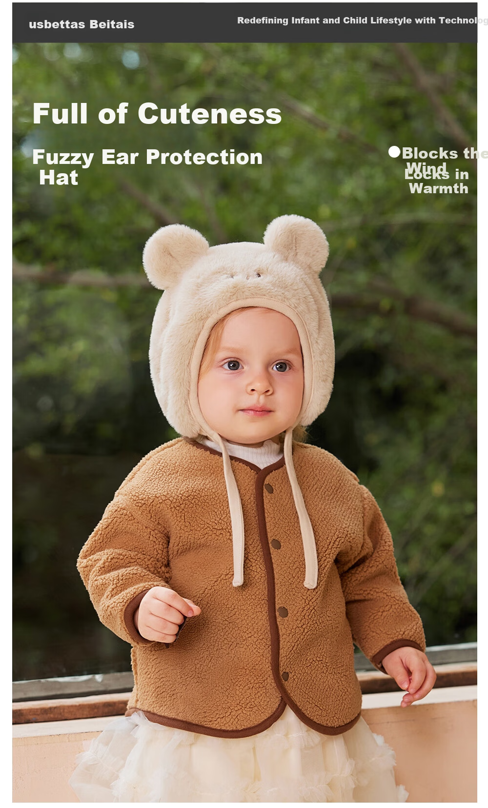 Beitais Baby Hat Autumn Winter Thickened Fleece Windproof Warm Plush Ear Protection Hat for Boys and Girls 4