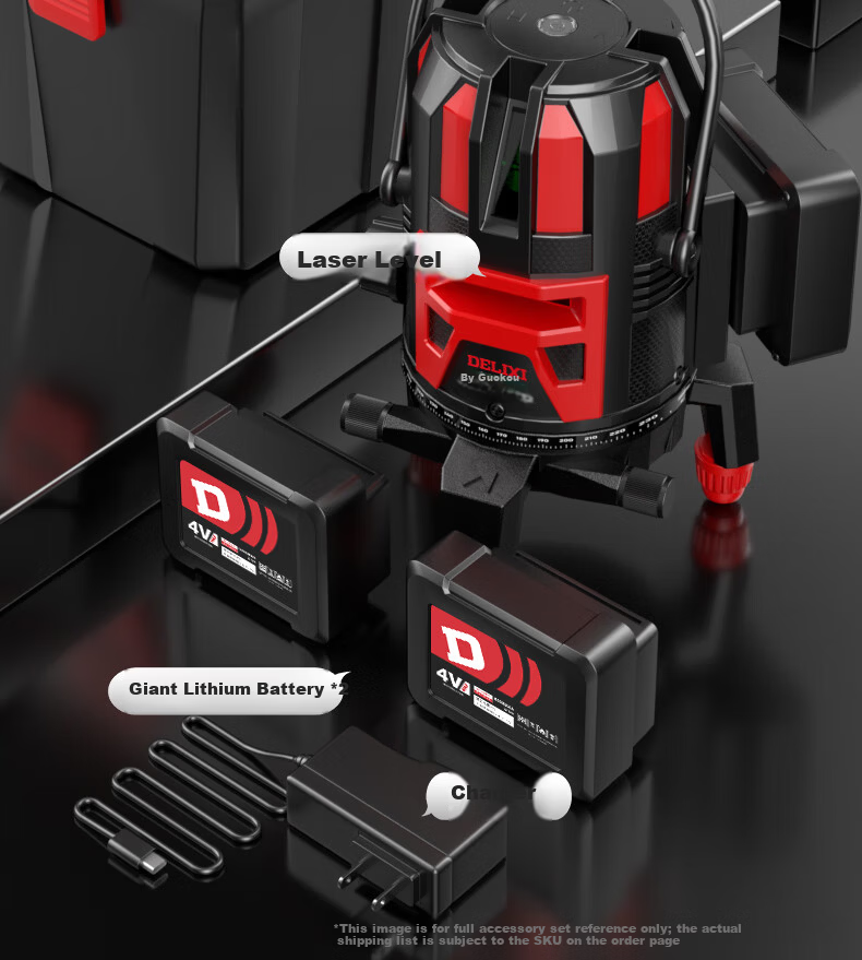 DELIXI ELECTRIC Green Light 5-Line Infrared Level Dual Power High Precision Strong Light Fine Line Auto Leveling Laser for Outdoor Construction Site 3