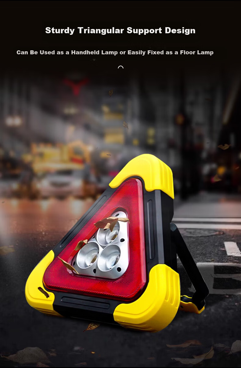 40,000km LED Triangular Warning Light Multifunctional Car Parking Emergency Tripod Safety Warning Sign Solar Charging 9