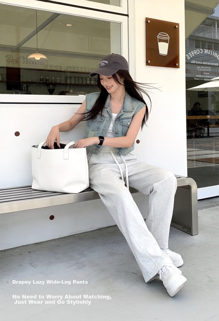 Xiangyi Lover 3D Curved Blade 26 Spring New Narrow Version Banana Wide-Leg Pants Straight-Leg Women's Sweatpants Casual Sports Pants 11