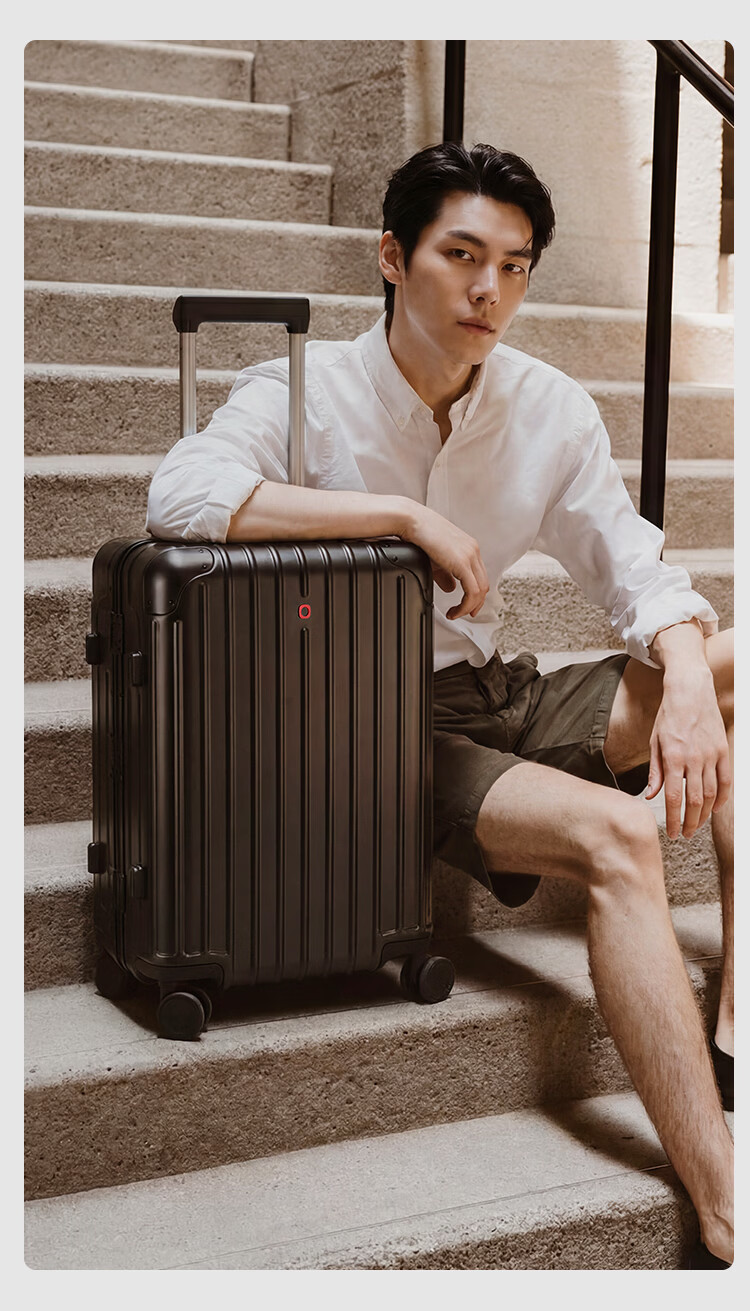 JD Jingzao "Interstellar" Slim Aluminum Frame Luggage Large Capacity Carry-On Durable High-Value Frost Moon Silver 20 Inch 16