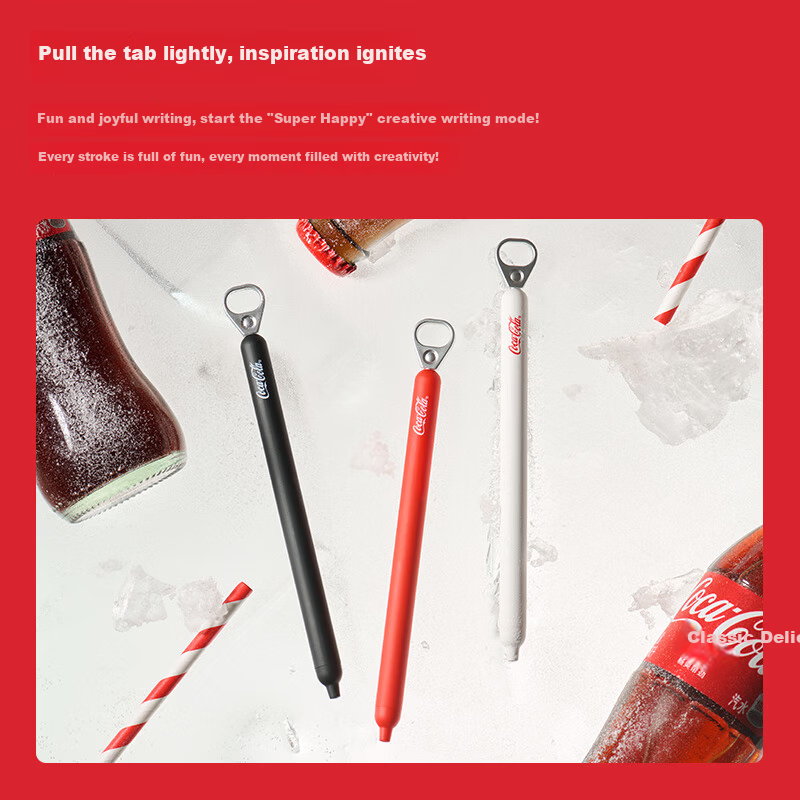 KACO x Coca-Cola Limited Edition Black Quick-Dry 0.5mm Retractable Gel Pen High-Value Signature Brush Carbon Ink Pen Water Pen