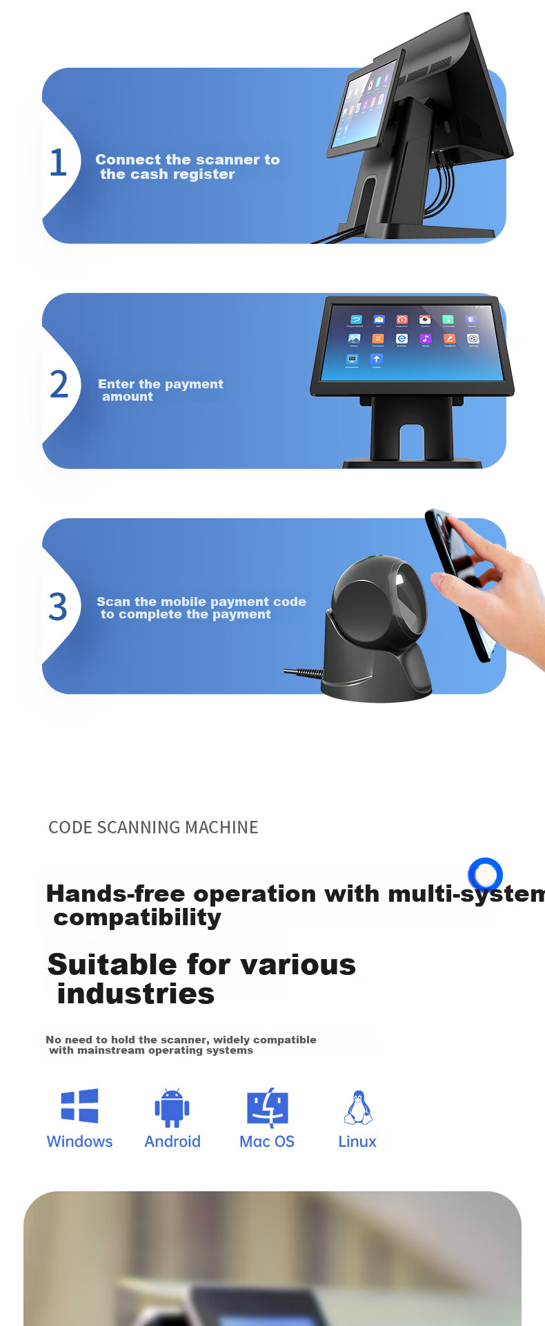 Deli Barcode Scanner, Scanning Platform for Cashier Payment, Medical Insurance, Express Delivery Inquiry, Traceability, Spare Parts Warehouse, Supermarket Payment Scanner Box, Two-Dimensional Product Barcode Scanner, Fast And Stable AA528 4