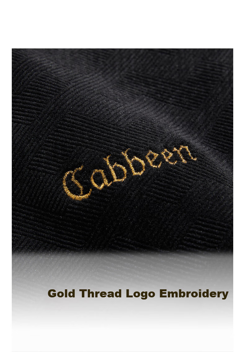 CABBEEN Men's Logo Embroidered Fine Knit Long Sleeve Sweater Winter Fleece Lined Fabric 3