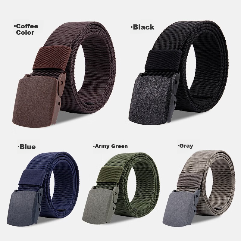 HOCR Men's Canvas Tactical Belt with Press Buckle Outdoor Jeans Belt Military Training Youth Belt