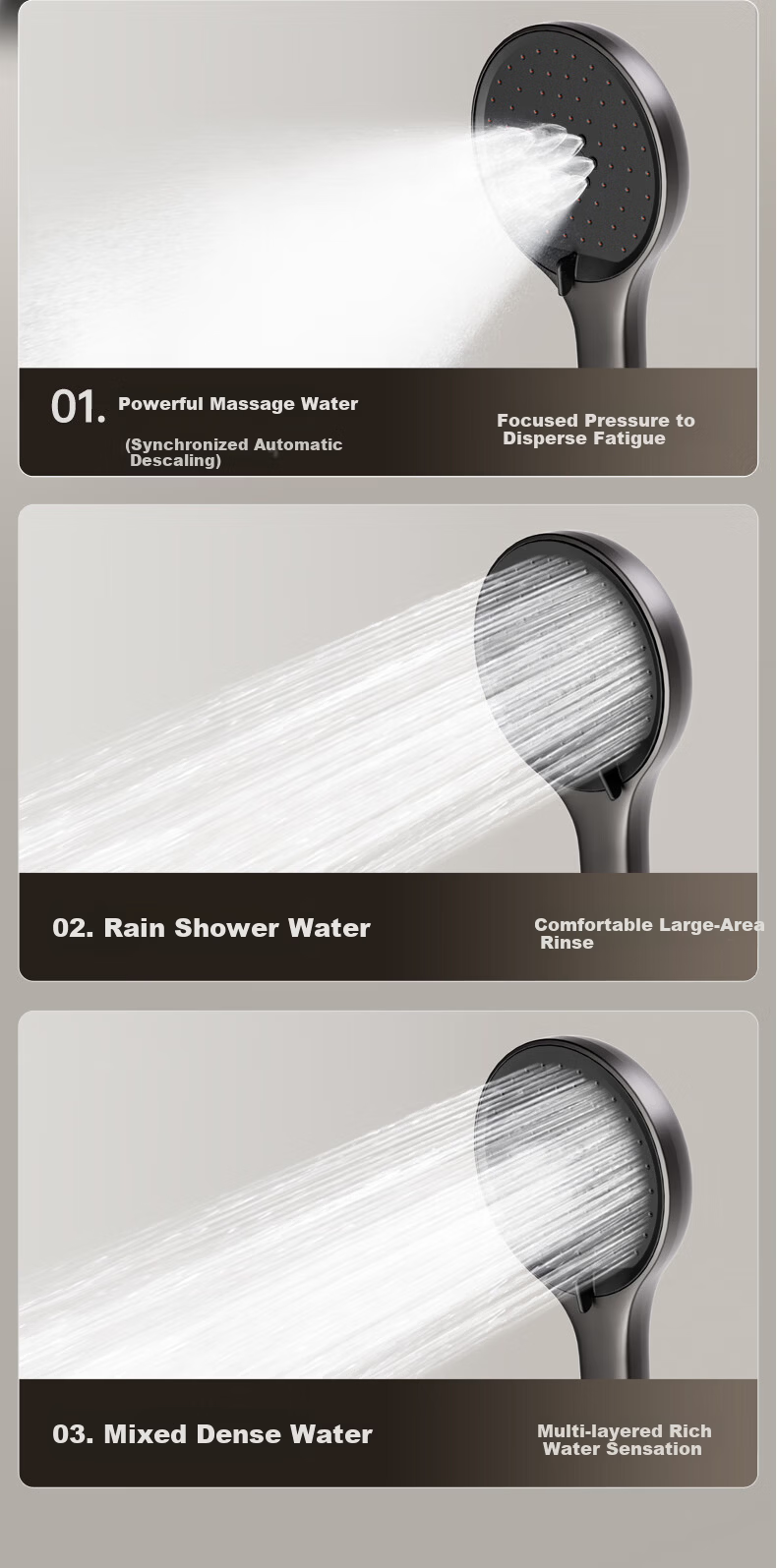 SUPOR Shower Set B300 Integrated All-Copper Top Spray Handheld Automatic Descaling Pressurized Bathroom Gunmetal Gray 10