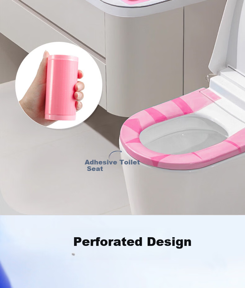 BWNK Hotel Disposable Toilet Seat Covers Travel Portable Full Coverage Sanitary Barrier Film Pink 5