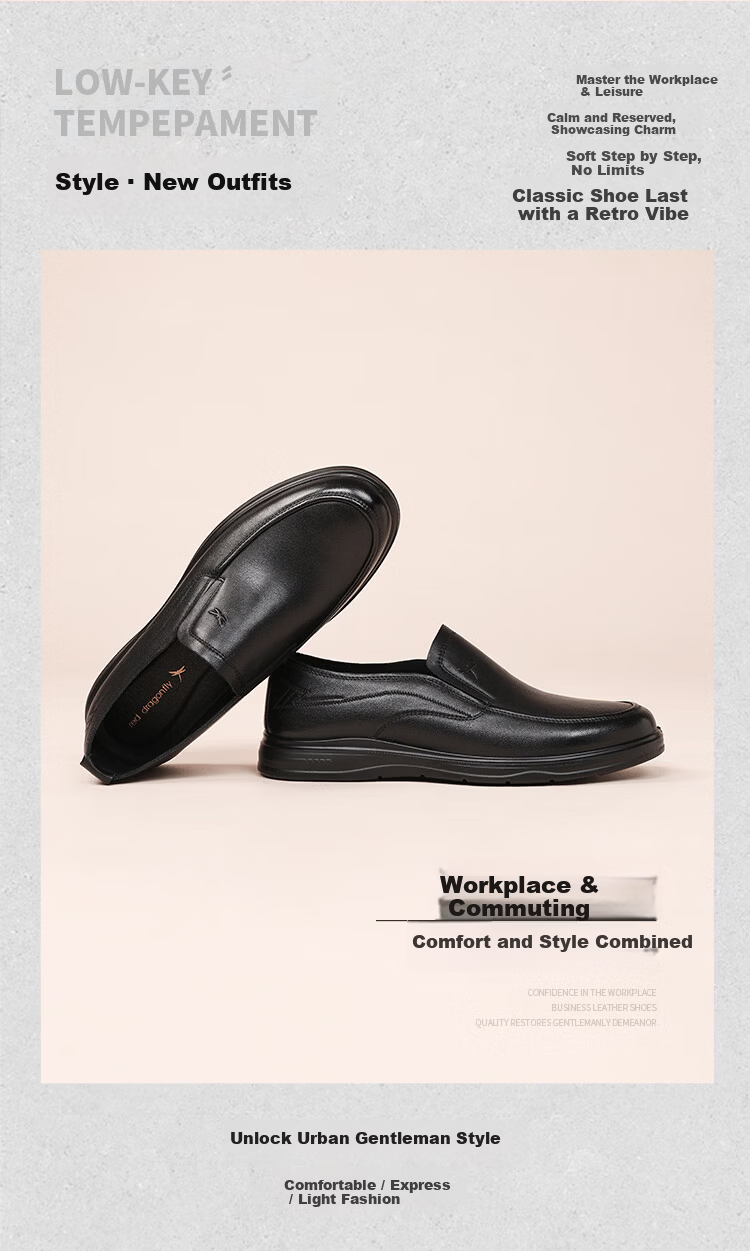 Red Dragonfly Men's Business Leather Slip-On Soft Sole Casual Shoes WTA161441 Black Size 42 3