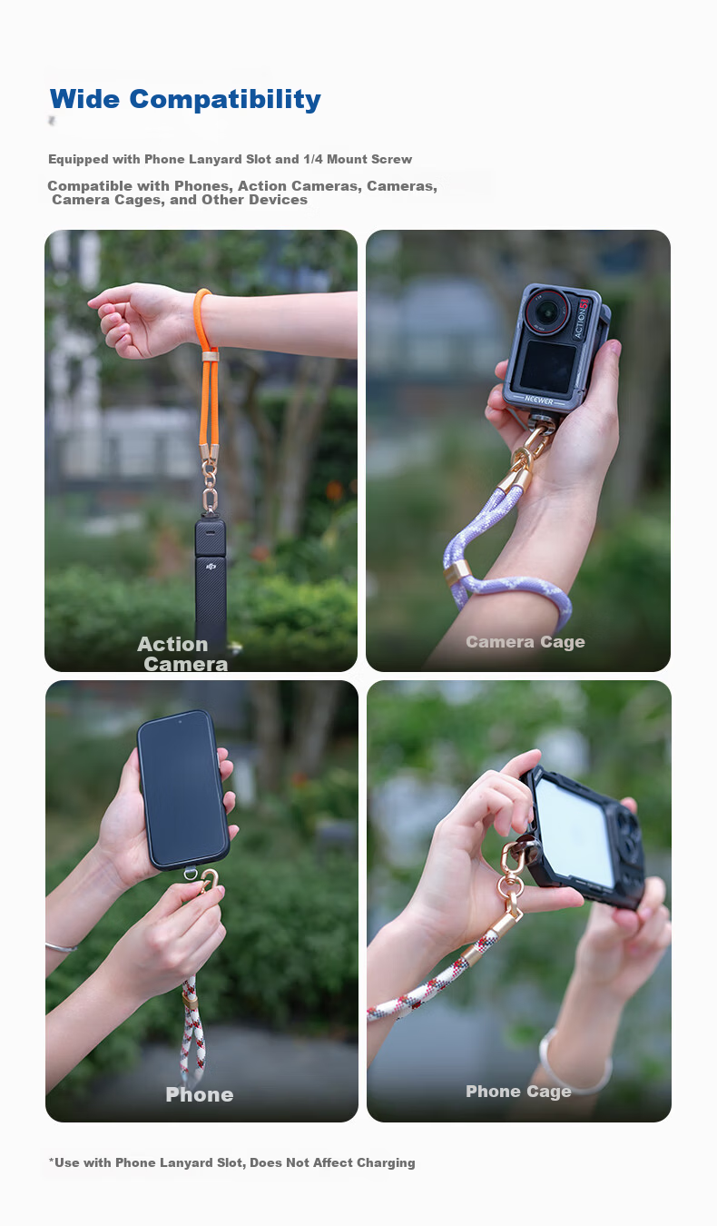 NEEWER Wrist Strap Lanyard for DJI Pocket 3/Action 4/5/Smartphone Sports Camera Portable Anti-Lost Anti-Drop Wristband Blue Pink 4