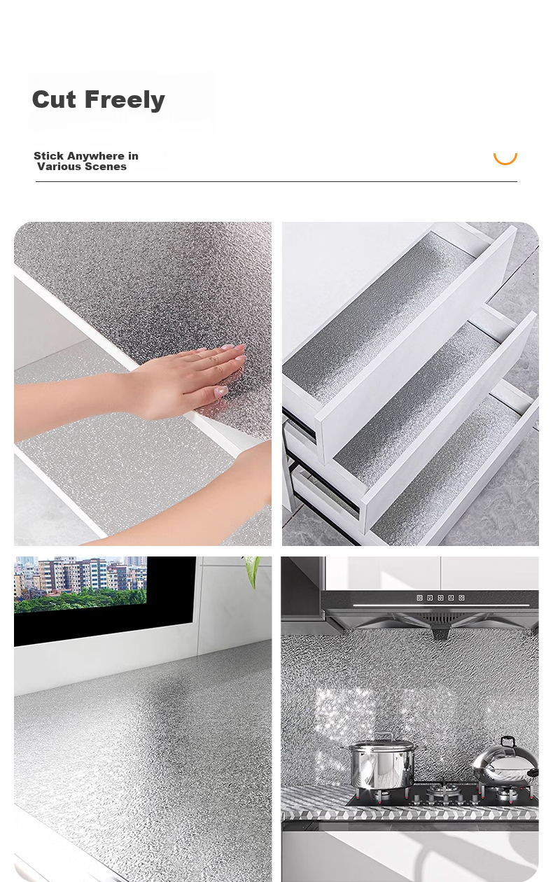 Cuttlefish Kitchen Oil-Proof Sticker 0.6x5m Waterproof Moisture-Proof Aluminum Foil High-Temperature Resistant Stove Self-Adhesive Protective Film 7