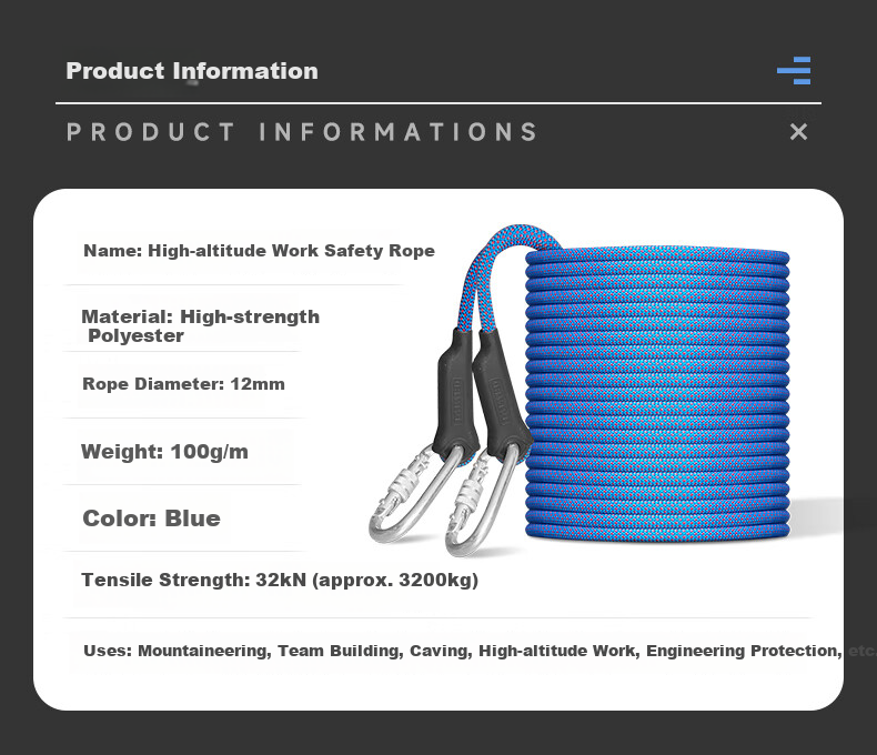 LPT High-Altitude Work Safety Rope Outdoor Spiderman Set Air Conditioner Installation Special Rapid Descent Construction Insurance Rope 12mm*30m 2