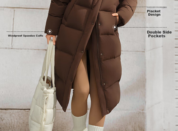 Bosideng Off-Season Winter Fashion Casual Soft Comfortable Long Loose Thick Down Jacket with Detachable Hood 10