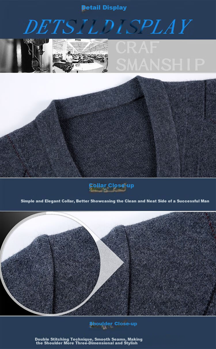 Hengyuanxiang Men's Knitted V-Neck Cardigan Loose Casual Knit Base Shirt for Middle-aged and Elderly Dad Wear Camel L 22