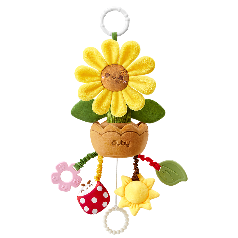 Auby Baby Stroller Hanging Toy Sunflower Pull and Play Rattle 0-1 Year Old Car Bed Hanging Bell Newborn Gift