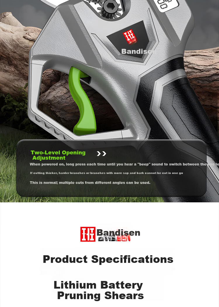Bandison 21V Electric Pruning Shears High-Power Lithium Battery Garden Tree Branch Cutter Gardening Pruner 15