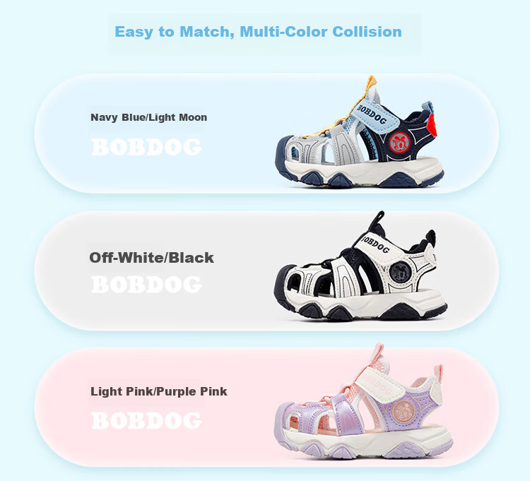 Babu Bean Boys' Summer Breathable Toddler Sandals 105352019 Navy Blue/Light Moon Size 25 2