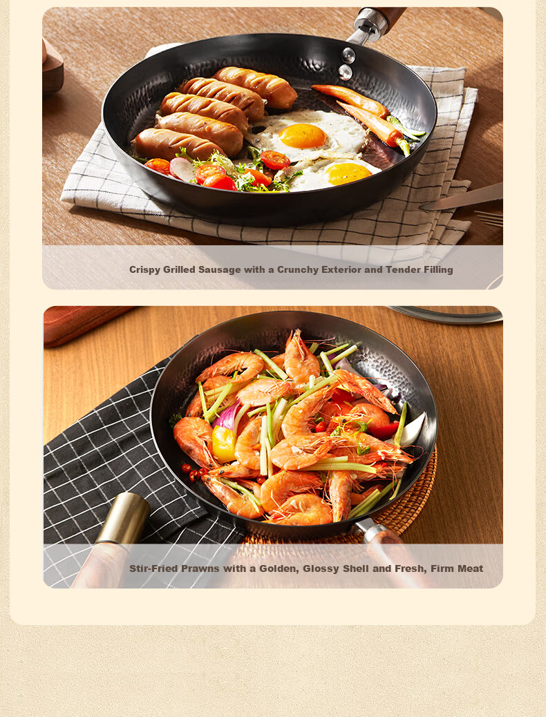 Royalstar Zhangqiu Handmade Forged Non-Stick Frying Pan Steak Pan Gas Stove Open Flame Special 26cm 14