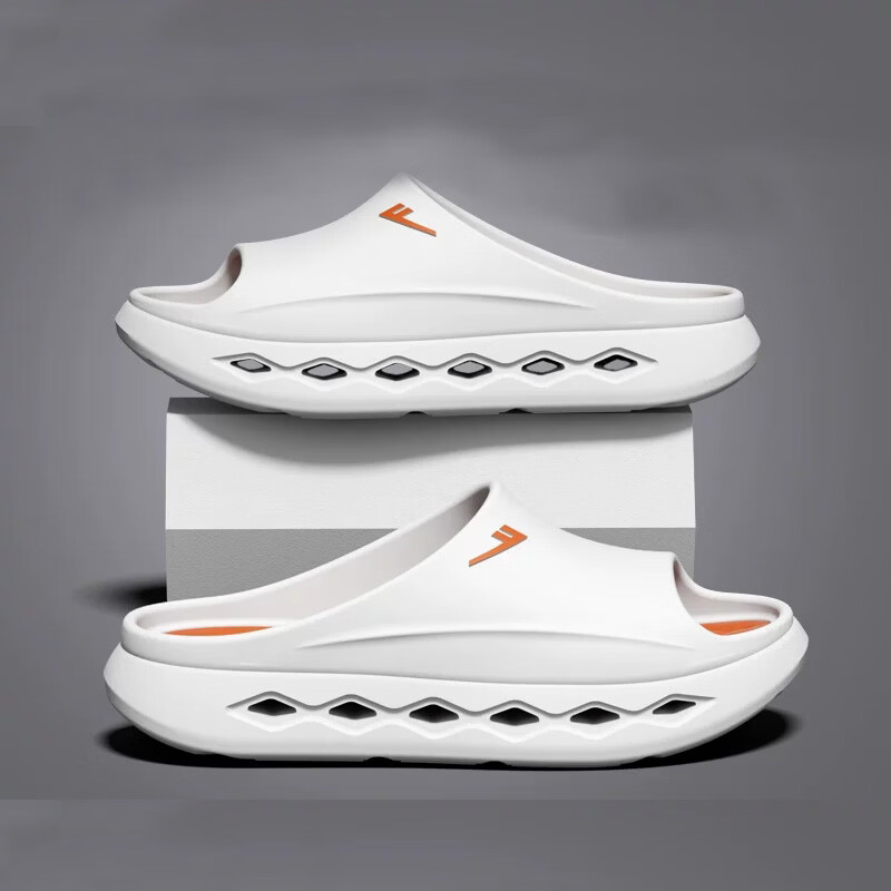 Warrior Men's Slippers Soft Home Shower Shoes Simple Outdoor Casual Sandals SDJ-0532 White Orange 40-41