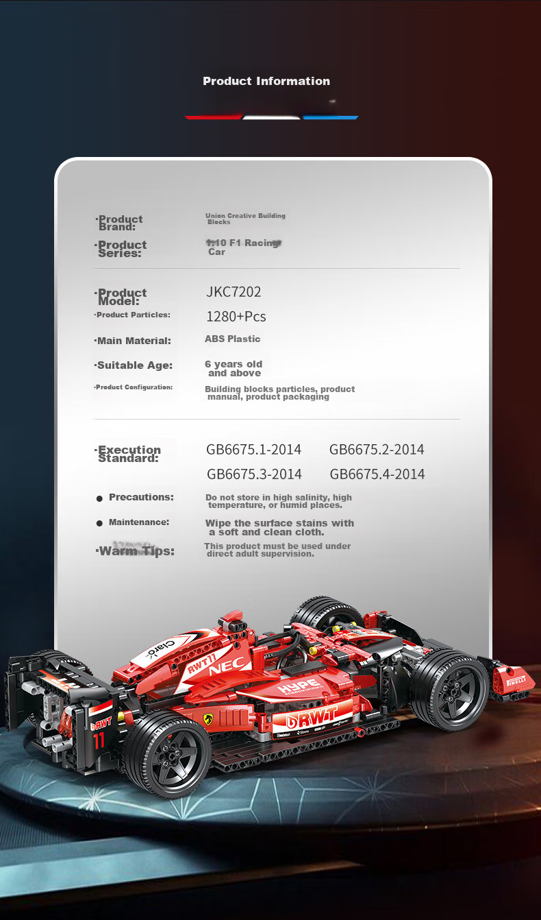 Lianhe Chuangxiang Compatible with Lego Ferrari F1 Race Car Building Blocks, Toy Car for Boys Aged 8-12, Birthday Gift 9