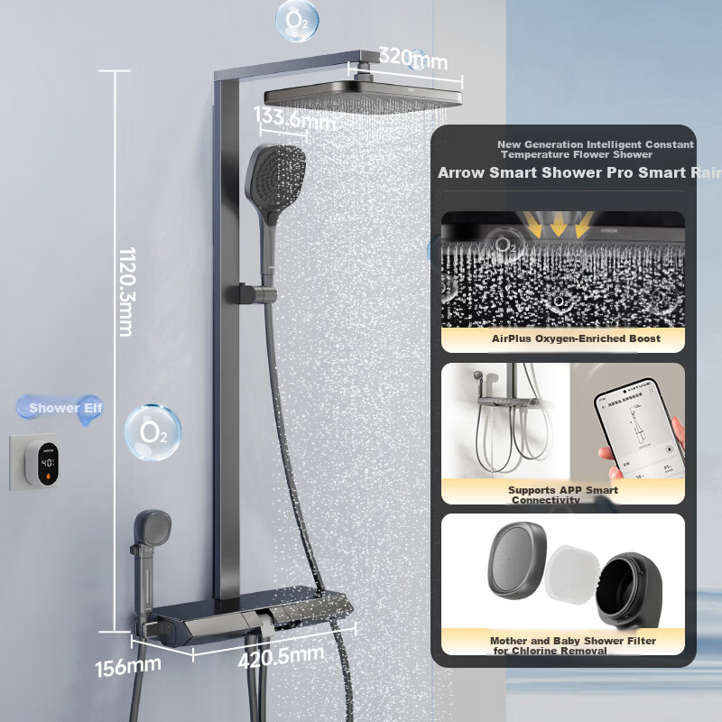 ARROW Harmony Smart Selection Shower Set Pro Complete Shower Head Compatible with Huawei Smart Life HM-P02ZGGW