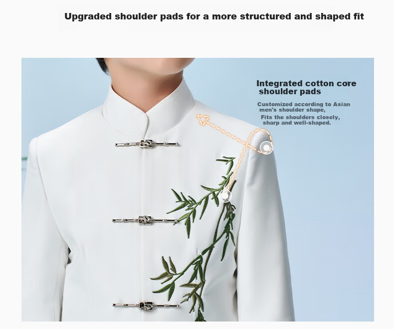 Romon Boys' Zhongshan Suit New Chinese Style Children's Performance Tang Suit Boys' Chinese Style Suit Set White 160 9