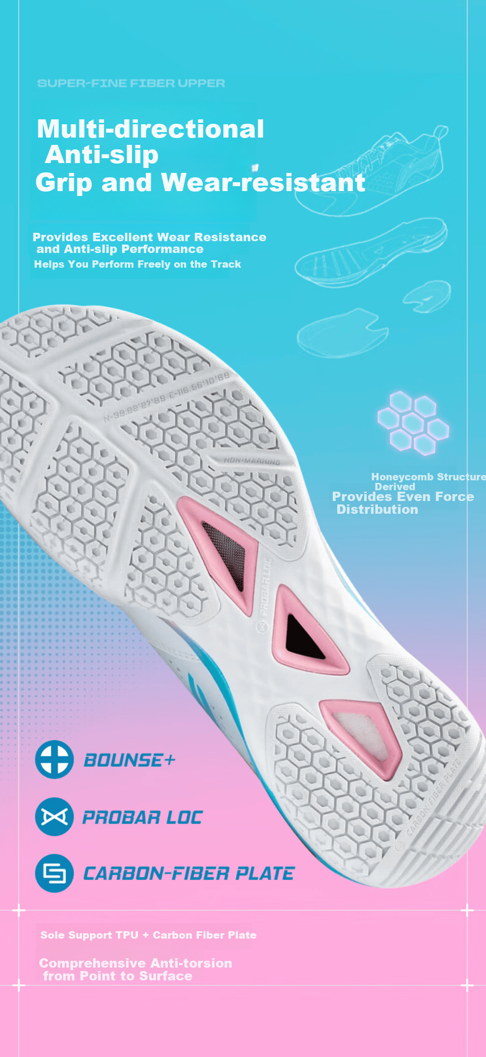 LI-NING Badminton Shoes Blade II PRO AYZV001-2 Standard White/Silver Size 43 5