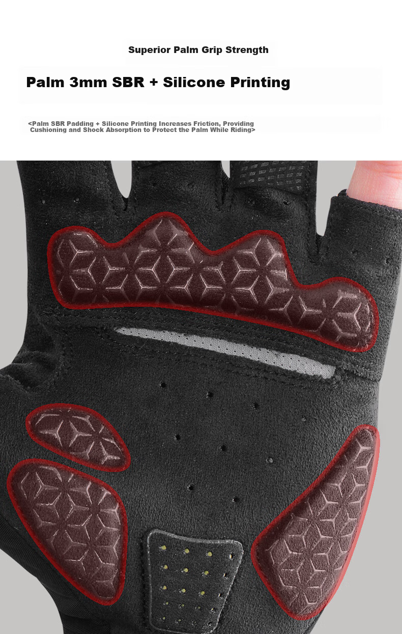 EVR Cycling Gloves Half Finger Summer Shock Absorption Short Finger Gloves White S 7