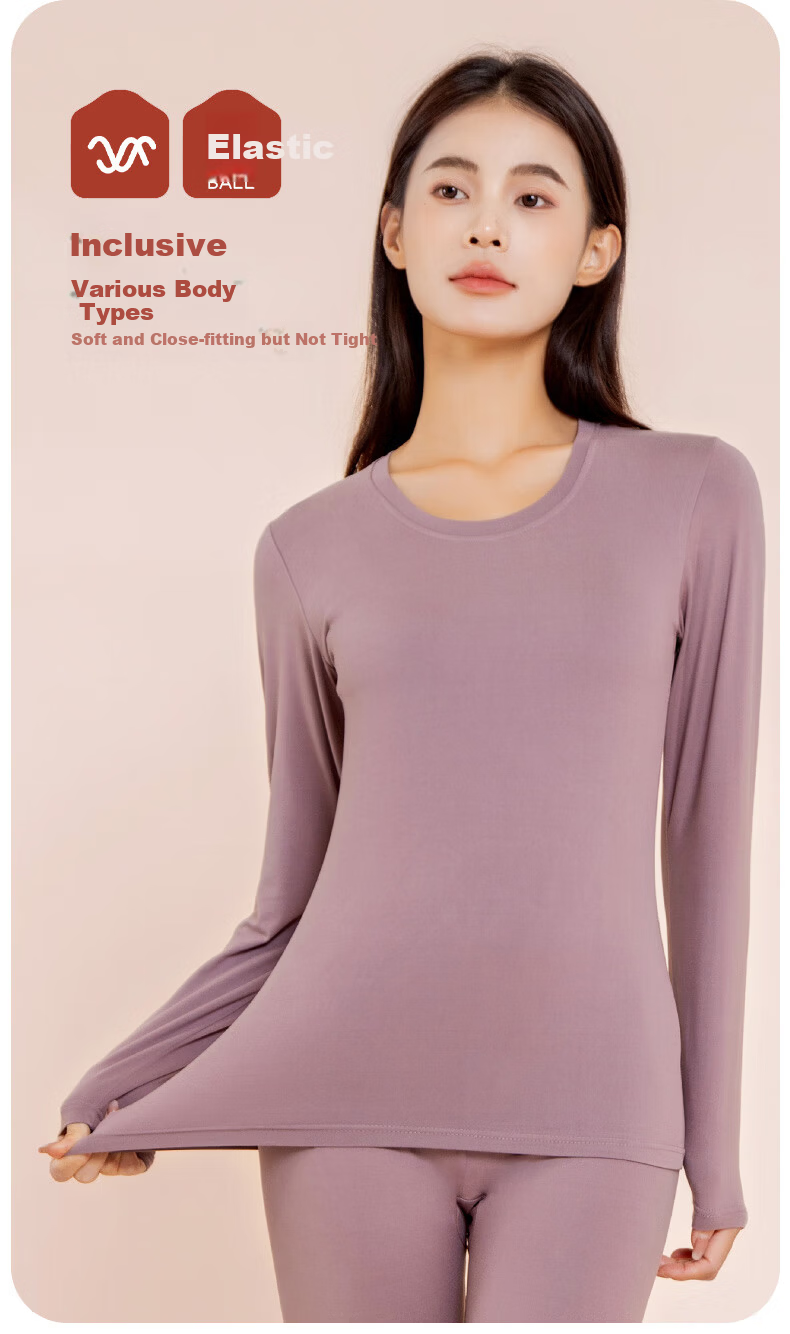 XUEXIMAN Women's Thermal Underwear Set Autumn Winter Fleece-Lined Antibacterial Temperature-Regulating Slim Fit Base Layer Top and Bottom 8