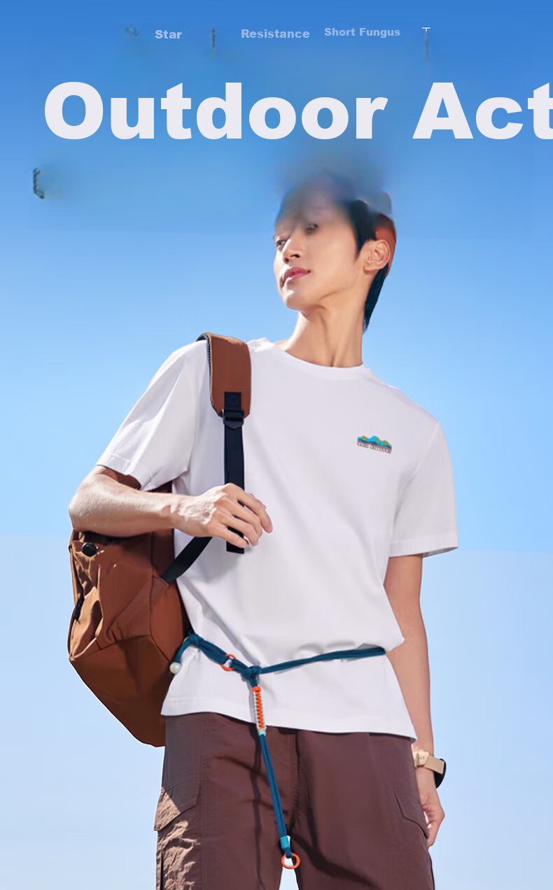 Erke Men's Crew Neck Short Sleeve Knit Shirt Summer Outdoor Antibacterial Sports T-Shirt Casual Loose Base Layer Top 1