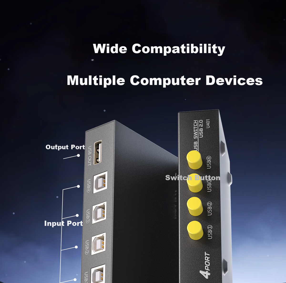 Color Printer Sharing Switch USB 2-in-1 Out Splitter Office Computer Converter Sharing Device 6