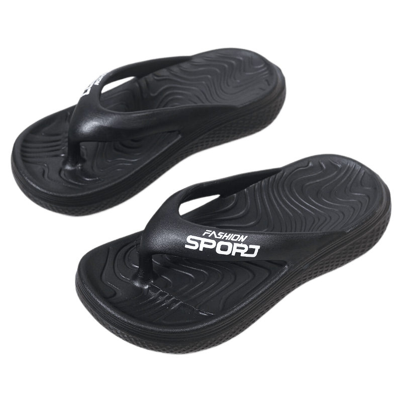ZHIYING Men's Summer Soft Sole Non-Slip Water-Resistant Beach Flip Flops Black Size 42-43