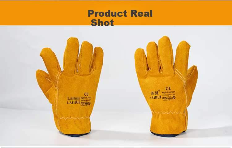 Laihui Top-Grain Cowhide Short Welding Gloves Soft Wear-Resistant Heat-Insulated Anti-Scald High-Temperature Resistant 2 Pairs Set 2
