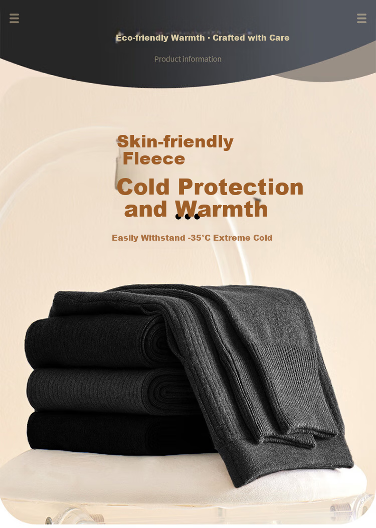 Langsha Thermal Cotton Wool Men's Thickened Fleece Lined Heated Base Layer Pants Winter Knee Support Patch Waist Thick Fleece Long Johns 9
