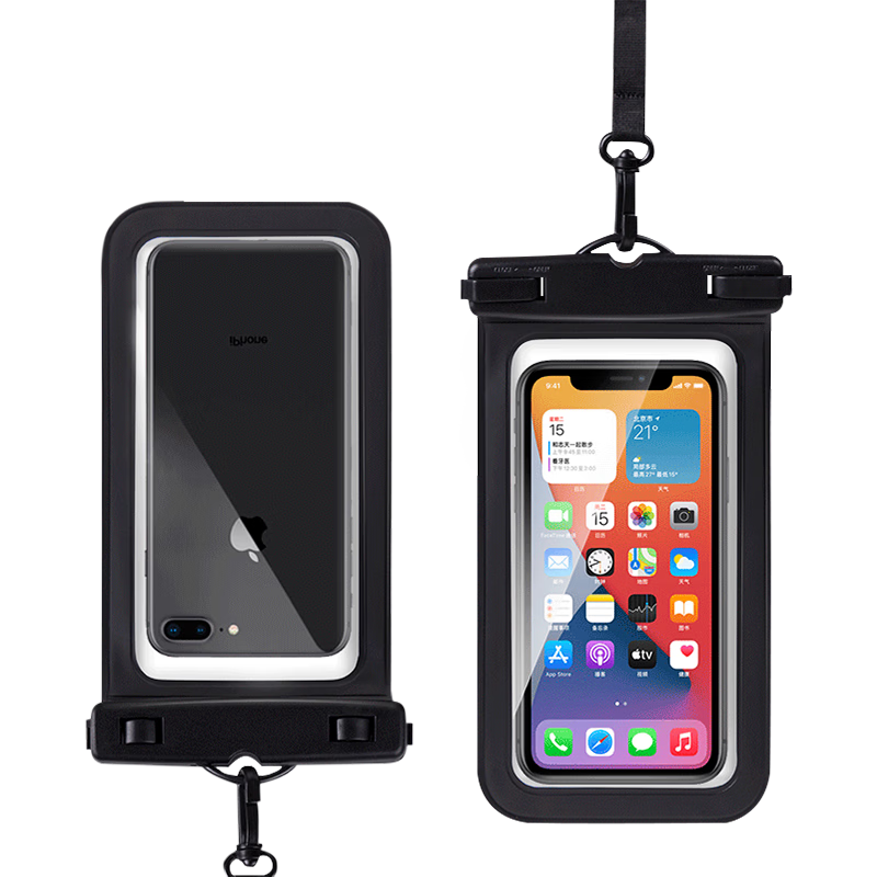 JOYTOUR Waterproof Phone Case, Extra Large with Strap, Neck Strap, Touchscreen Compatible, Swimming Photography Delivery Tool Waterproof Pouch, Black