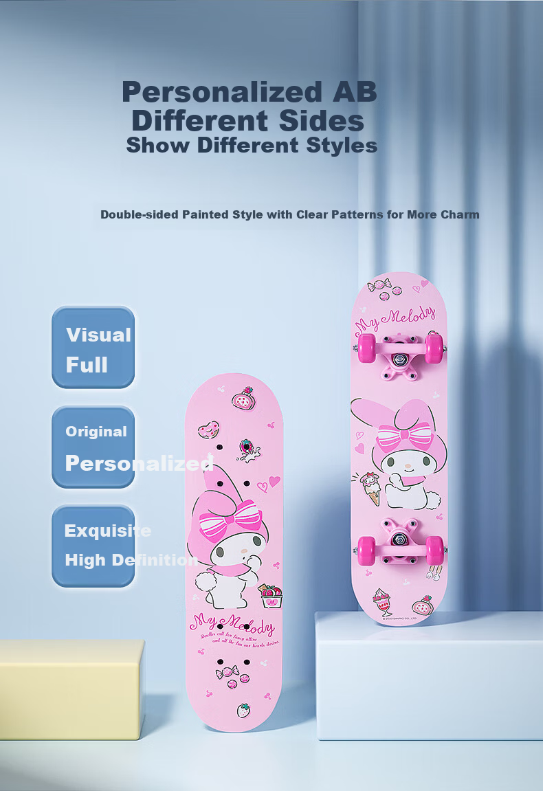 Carlbaby Sanrio Children's Toy Scooter Four-Wheel 3-6-12 Years Beginner Double Kickboard Boys and Girls Birthday Gift 4