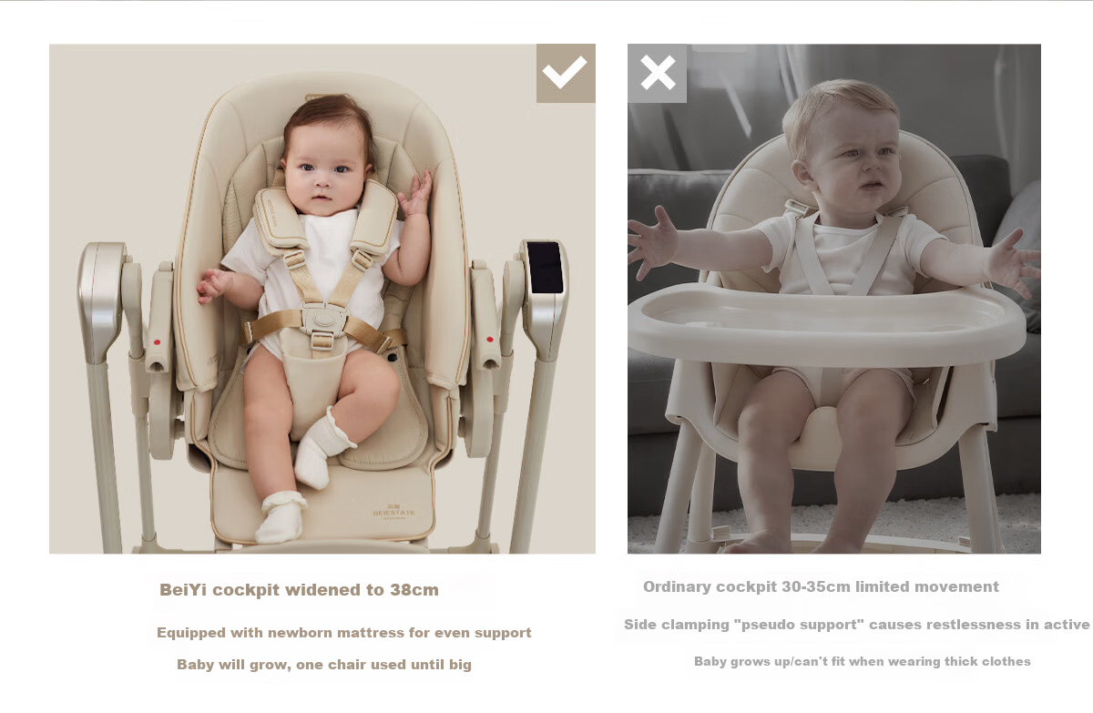 Beiyi 2-in-1 Baby High Chair and Rocker Khaki 13