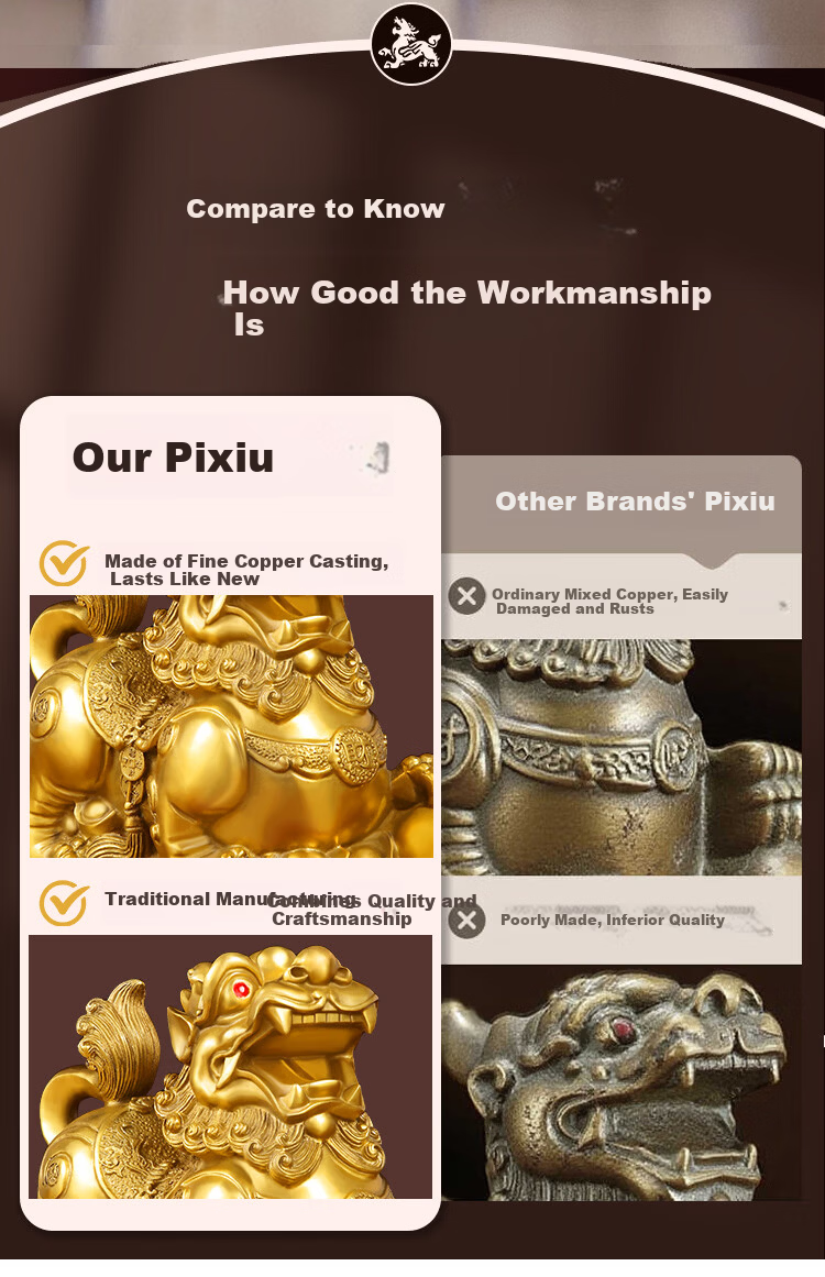 Bin Yue Brass Pixiu Figurines Male and Female Pair Large Treasure Bowl Set Home Living Room Entryway Housewarming Gift 8