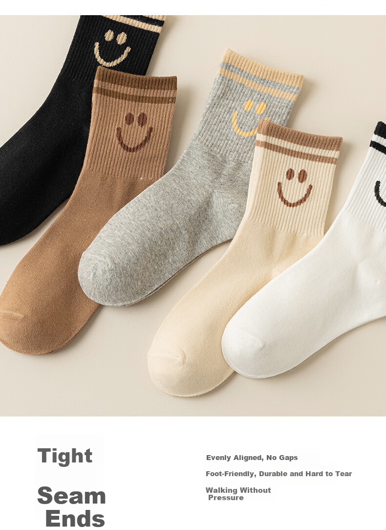 Cotton Full Women's Socks 100% Pure Cotton Antibacterial Odor-Resistant Mid-Calf Breathable Maillard Spring Autumn Long Socks 6 Pairs 3
