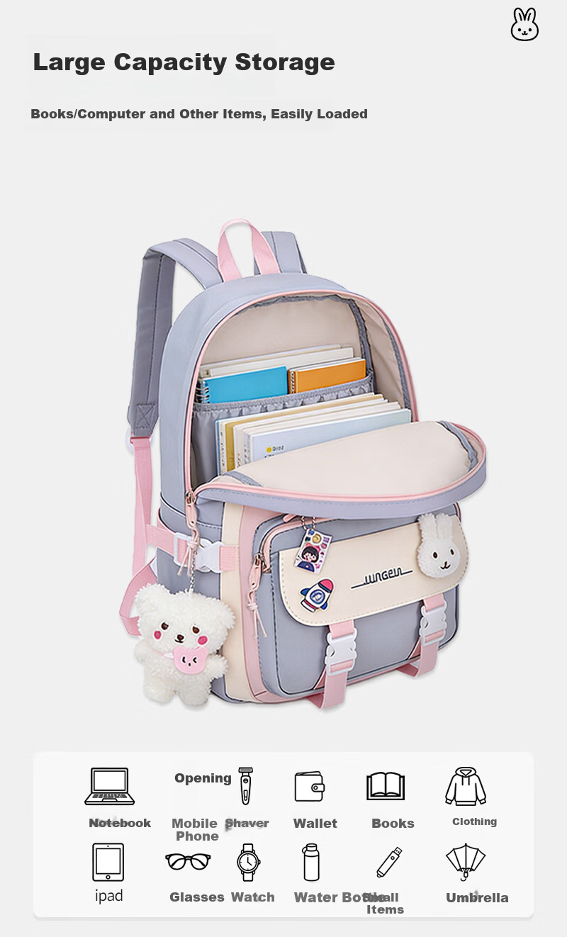 Medu Large Capacity School Backpack for Girls High School Students Commuter Laptop Bag Versatile Double Shoulder Bag for Grades 3-6 3