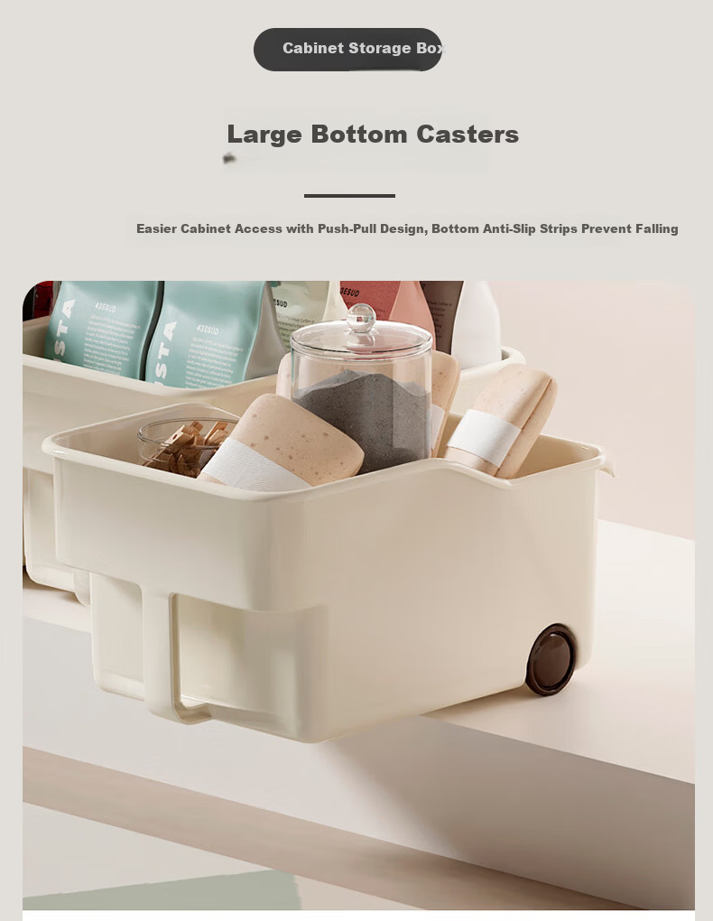 40,000 KM Cabinet Storage Box with Wheels, Multipurpose Desktop Kitchen Organizer, Pot Lid Storage Rack, Cabinet Storage Box, 2 Pieces 4
